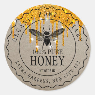 Honig Tropfen Gold Bier Verkäufer Apiarist Vintag Runder Aufkleber