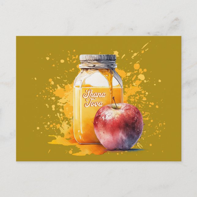Honig und Apple Shana Tova Postkarte (Vorderseite)