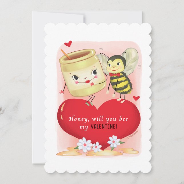 Honig und Biene Vintag Valentine Feiertagskarte (Vorderseite)