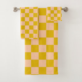 Honig und Peach Checkerboard Badhandtuch Set