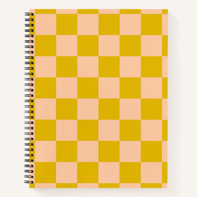 Honig und Peach Checkerboard Notizbuch (Vorderseite)