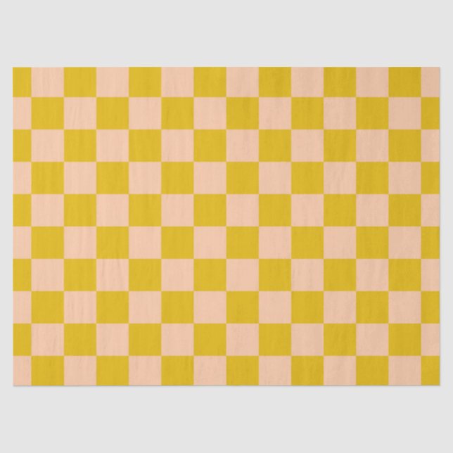 Honig und Peach Checkerboard Seidenpapier (Vorderseite)