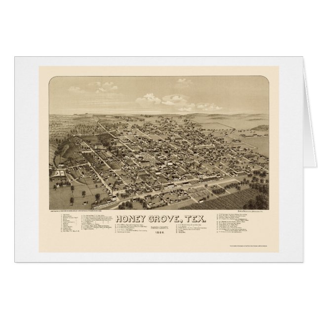 Honig-Waldung, TX panoramische Karte - 1886 (Vorderseite (Horizontal))