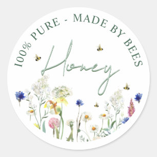 Honig Wildblume Wiese Bee Green Label Blume Runder Aufkleber
