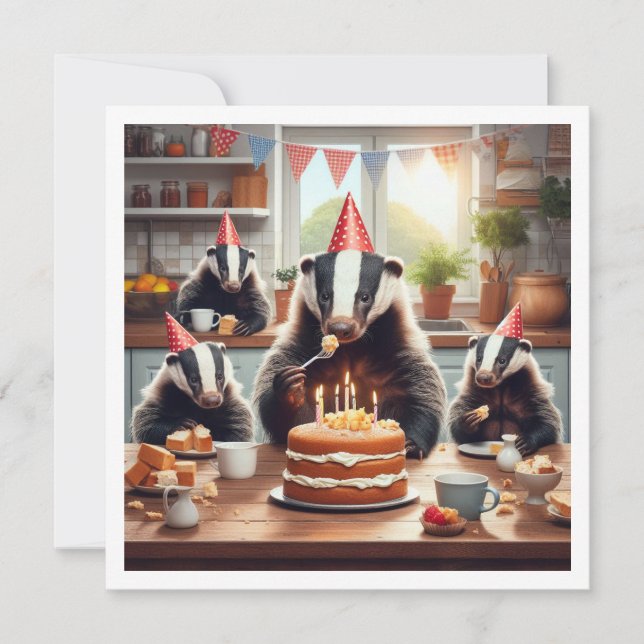 Honigbadger, der Kuchen isst, Einladung zum Honiga (Vorderseite)