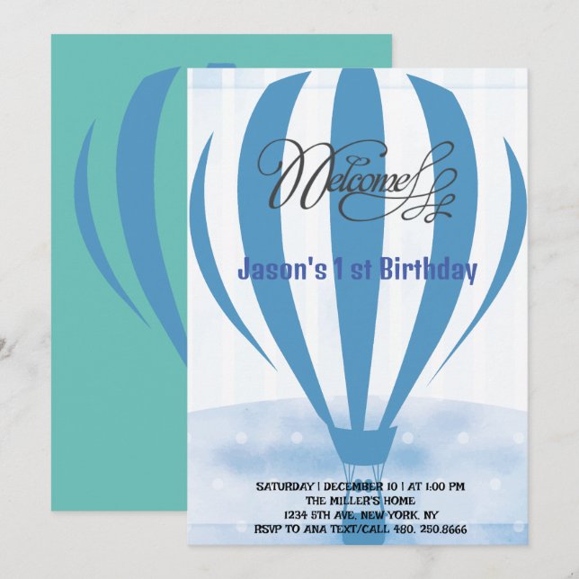 Honigballons für deinen ersten Geburtstagseinblick Einladung (Vorne/Hinten)