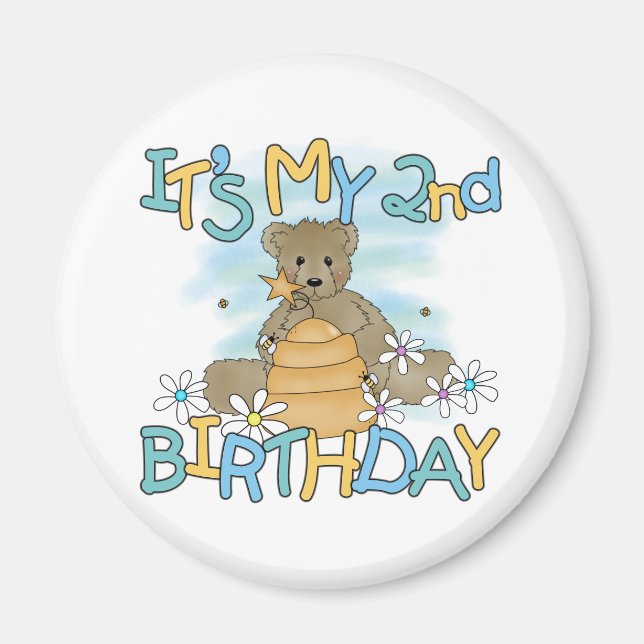 Honigbär 2. Geburtstag T - Shirt und Geschenke Magnet (Vorne)