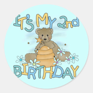 Honigbär 2. Geburtstag T - Shirt und Geschenke Runder Aufkleber
