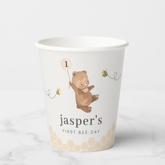 Honigbär erster Bienentag Pappbecher (Vorderseite)