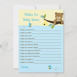 Honigbär und Hummelbäume für Baby (blau) Hinweiskarte