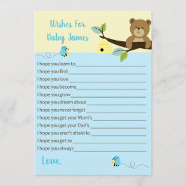 Honigbär und Hummelbäume für Baby (blau) Hinweiskarte