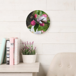 Honigbiene & Apfelblüte   Glas-Feinwerk-Kunstuhr Große Wanduhr