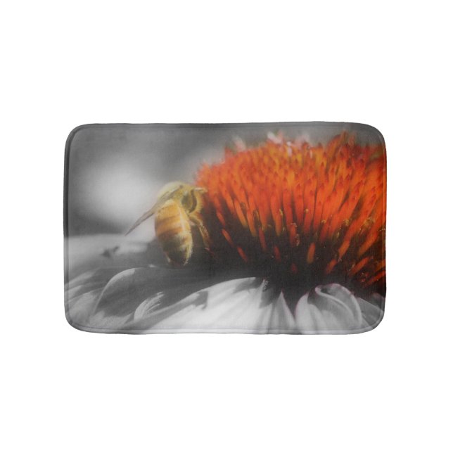 Honigbiene auf Daisy Blume Nature Badematte (Vorderseite)