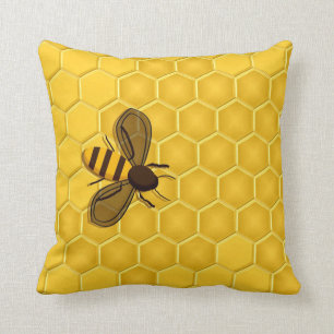 Honigbiene auf einem Bienenwaben-Akzent-Kissen Kissen
