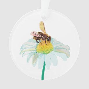 Honigbiene auf einer weißen Blume Ornament