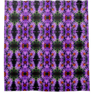 Honigbiene auf Lila Aster-Blume-Muster Duschvorhang