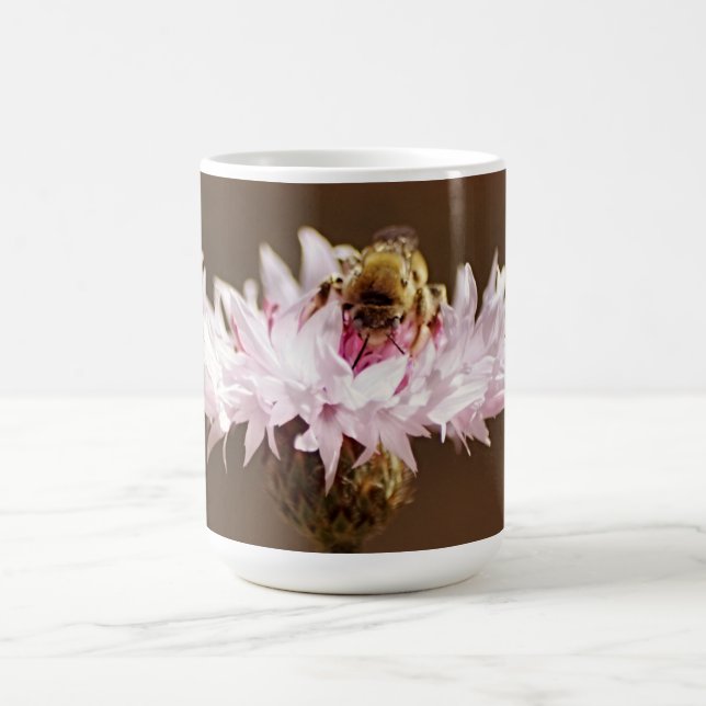 Honigbiene auf Pink Blume Tasse Cup (Mittel)