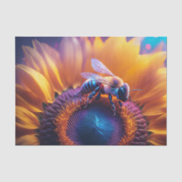 Honigbiene auf Sonnenblume Seidenpapier