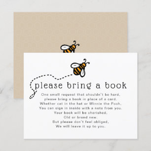 Honigbiene Baby Shower - Bring ein Buch Einlage Einladungspostkarte