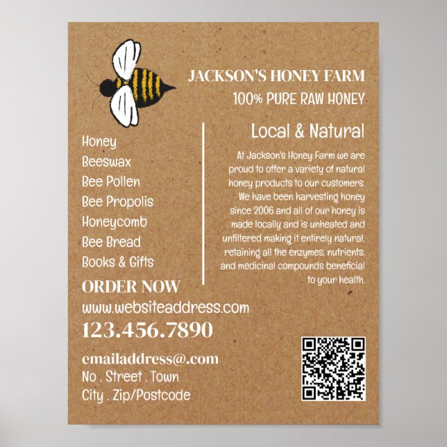 Honigbiene - Beeyard, Honigfarm Advertising Poster (Vorne)