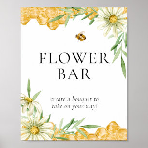 Honigbiene Blumenbar-Stationsschild Poster