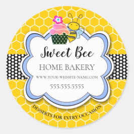 Honigbiene Cupcake Bakery Classic Round Stick Runder Aufkleber