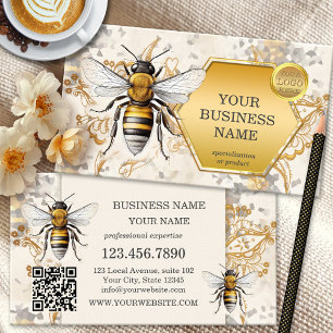 Honigbiene Gold Logo QR Code Visitenkarte