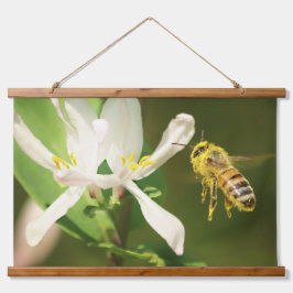 Honigbiene Hängender Wandteppich Mit Holzrahmen