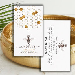 Honigbiene Herz Skincare Gold Foil auf weißem Buse Visitenkarte