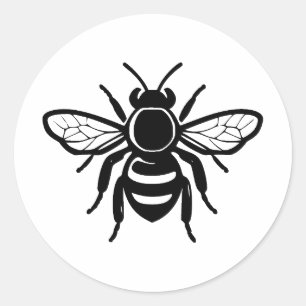 Honigbiene in Minimalistisch Schwarz und Weiß Runder Aufkleber