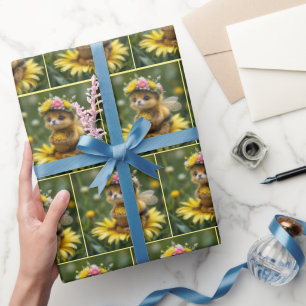 Honigbiene mit einem Korb von Pollen Geschenkpapier