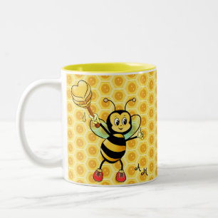 Honigbiene mit Herz & Monogramm Zweifarbig Coffee  Zweifarbige Tasse