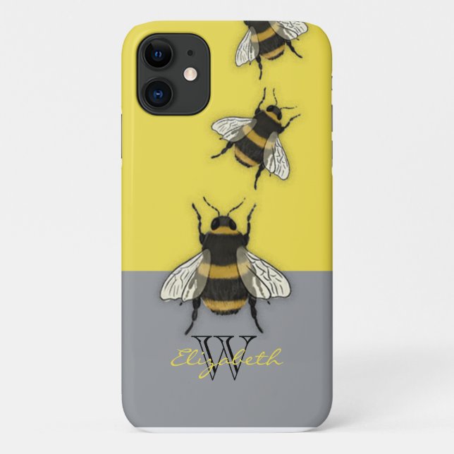 Honigbiene niedlich Gelb und Grau Case-Mate iPhone Hülle (Rückseite)