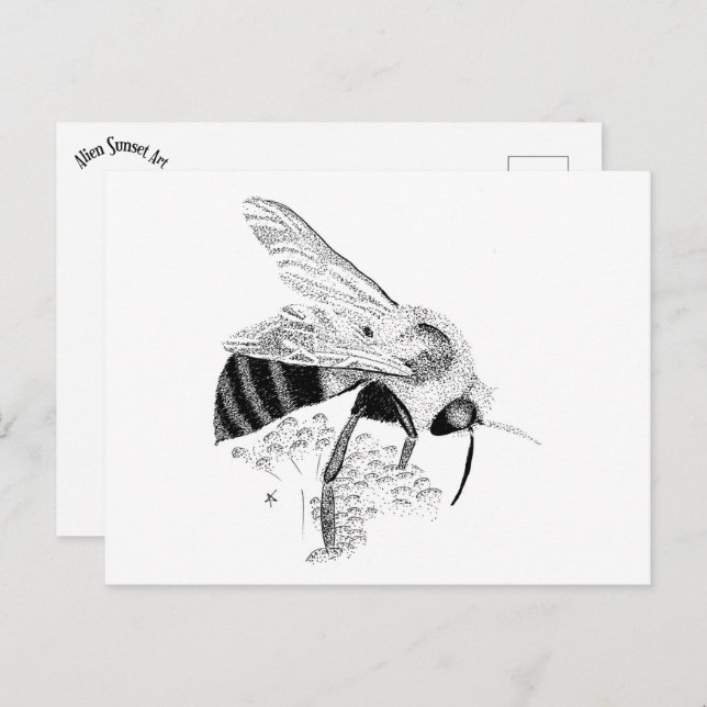 Honigbiene Postkarte (Vorne/Hinten)