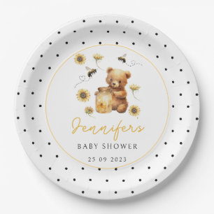 Honigbiene Teddy Bärenpolka dotiert Baby Boy Dusch Pappteller