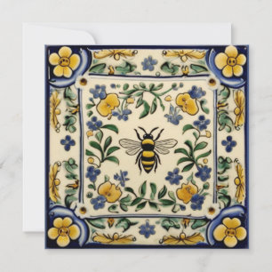 Honigbiene Traditionell Blau Gelb Mediterran Dankeskarte