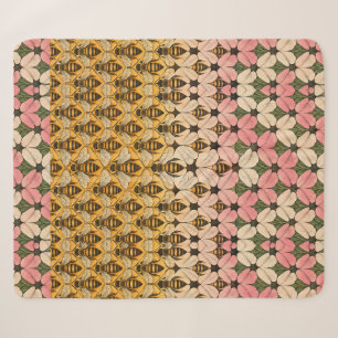 Honigbiene und Blumen-Tessellation Sherpa-Decke Sherpadecke