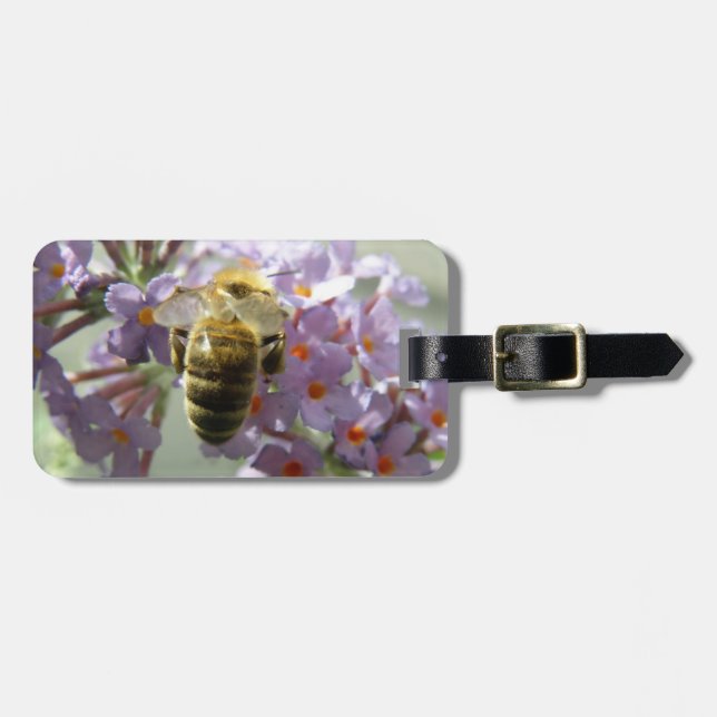 Honigbiene und Buddleia Blume Custom Gepäckanhänger (Vorderseite horizontal)