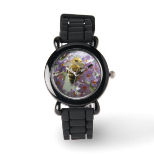 Honigbiene und Buddleia Blume Glitzer Watch Armbanduhr