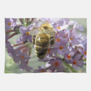 Honigbiene und Buddleia Blume Küchentücher