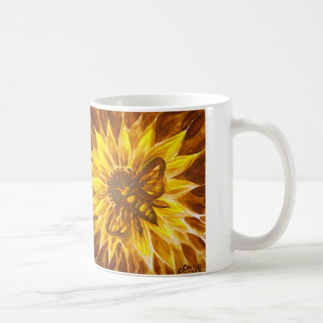 Honigbiene und gelbe Blume Kaffeetasse (Rechts)