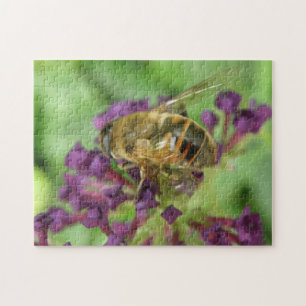 Honigbiene und violette Blumen Puzzle