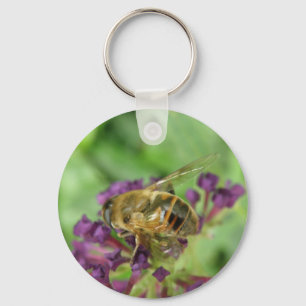 Honigbiene und violette Blumen Schlüsselanhänger