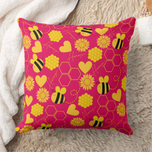 Honigbiene Vintage Sonnenblumen Kissen