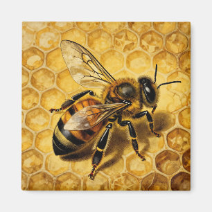 Honigbiene Waben Golden Natur Magnet