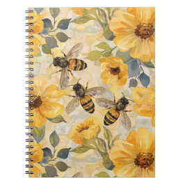 Honigbiene Wabenblume Blumenmuster Notizblock