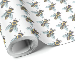 Honigbiene (weiß) - Geschenkpapier