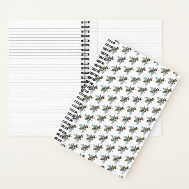 Honigbiene (weiß) - SpiralNotebook Notizbuch (Innen)