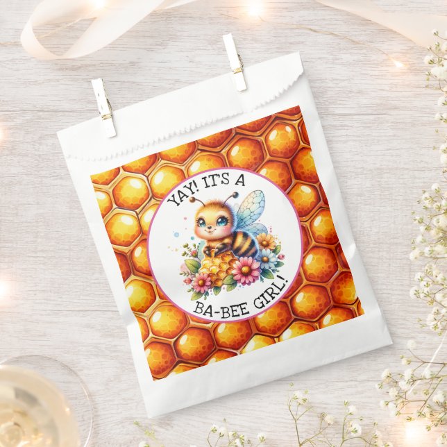 Honigbiene zum Thema Girl's Baby Shower Personalis Geschenktütchen (Ausgeschnitten)