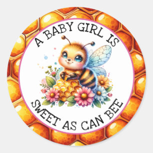Honigbiene zum Thema Girl's Baby Shower Runder Aufkleber